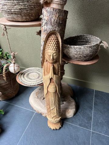 Boeddha houtsnijwerk in boomstam 102 cm handwerk Indonesie  beschikbaar voor biedingen