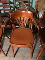 Retro vintage Thonet stoelen met armleuningen set van 4, Huis en Inrichting, Stoelen, Gebruikt, Leer, Ophalen of Verzenden, Bruin