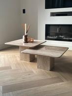 Travertin salontafels, Ophalen, Overige materialen, 50 tot 100 cm, Travertin japandi vintage marmeren natuursteen