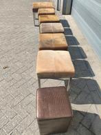 7 Lederen Krukjes/Poefs €120 ophalen - Leder - €20 per stuk, Gebruikt, Minder dan 50 cm, Ophalen of Verzenden, Metaal