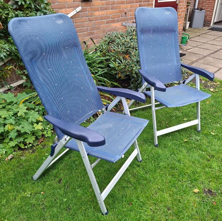 2 Keurige CRESPO Campingstoelen - 7 Standenstoelen, Caravans en Kamperen, Kampeermeubelen, Zo goed als nieuw, Campingstoel, Ophalen