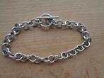 zilveren schakel armband met kapitel sluiting [049], Verzenden, Zo goed als nieuw, Zilver, Zilver