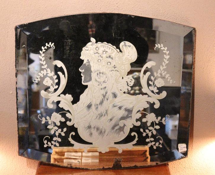 Antieke Art Nouveau spiegel, Antiek en Kunst, Antiek | Spiegels, Minder dan 50 cm, Overige vormen, Ophalen of Verzenden