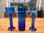 Vintage vazen van blauw glas, Antiek en Kunst, Ophalen of Verzenden