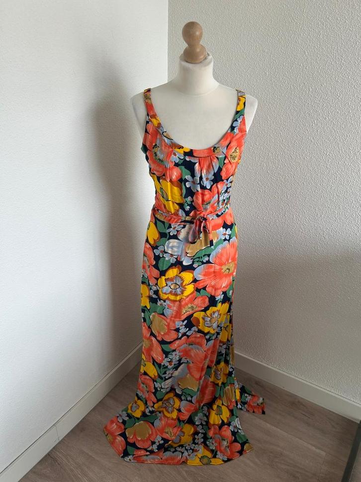 King Louie maat 40 oranje maxi jurk 1910, Kleding | Dames, Jurken, Zo goed als nieuw, Maat 38/40 (M), Oranje, Onder de knie, Ophalen of Verzenden