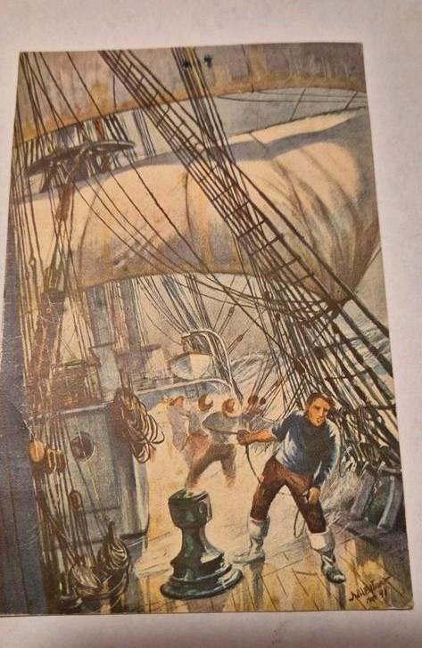 Oude ansichtkaart Alfred Mailick zeilboot matroos, Verzamelen, Ansichtkaarten | Themakaarten, Gelopen, 1920 tot 1940, Overige thema's
