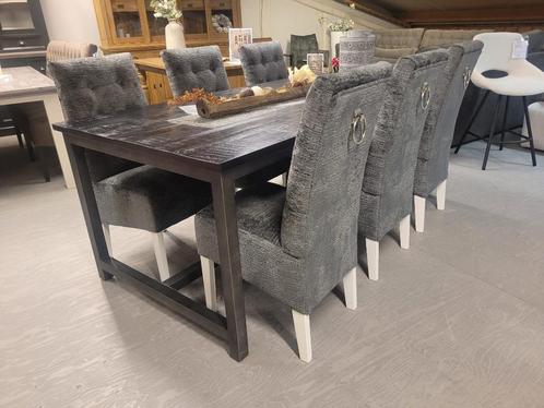 VOORRAAD 6 Landelijke Eetkamerstoelen Donella Antraciet (2, Huis en Inrichting, Stoelen, Nieuw, Vijf, Zes of meer stoelen, Stof