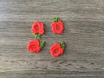 Super mooi set van 4 geborduurde rode roos bloemen voor 1.00, Nieuw, Applicatie, Verzenden
