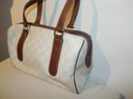 Gucci pracht klassiek leren tas monogram print wit bruinZGAN, Verzenden, Zo goed als nieuw, Wit, Handtas