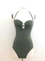 BADPAK mt38 OLIJFGROEN stijlvol slankmakend HUNKEMÖLLER, Bodique, Verzenden, Badpak, Zo goed als nieuw