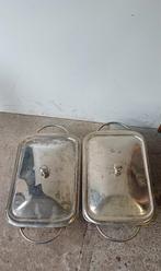 2 x vintage verzilverd rechaud warmhoudschaal, Ophalen of Verzenden, Zo goed als nieuw