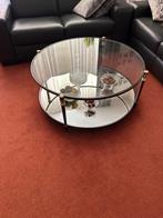 Salontafel rond met glasplaat, Huis en Inrichting, Tafels | Salontafels, Ophalen, Rond, 50 tot 100 cm, Zo goed als nieuw