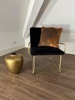 Zwarte velvet fauteuil met gouden details, Huis en Inrichting, Fauteuils, Ophalen, Overige materialen, Nieuw, 75 tot 100 cm