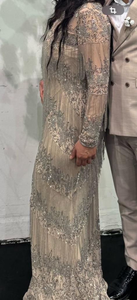 gala jurk abiye, Kleding | Dames, Jurken, Zo goed als nieuw, Maat 42/44 (L), Blauw, Ophalen of Verzenden