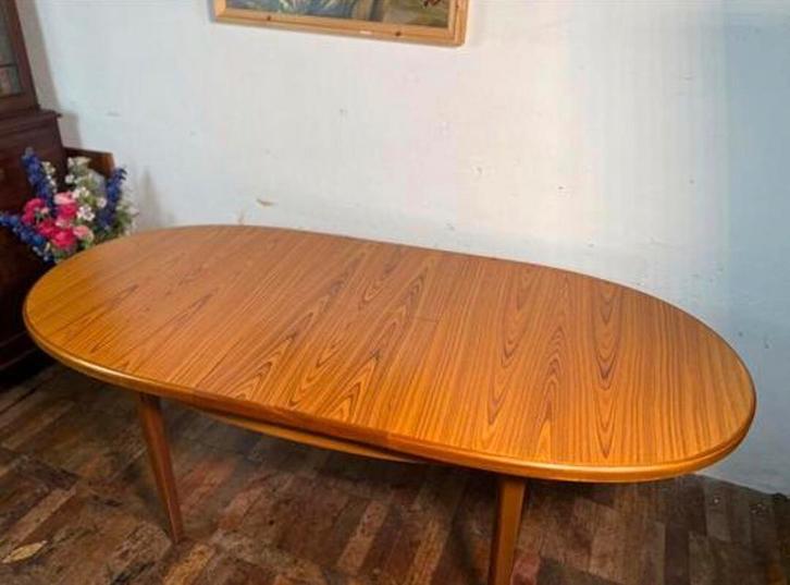 Gratis bezorging!Mid Century Retro Vintage Teak Eettafel1960, Huis en Inrichting, Tafels | Eettafels, Gebruikt, 50 tot 100 cm