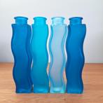 4 vintage blauwe IKEA Skämt glazen vazen, Blauw, Ikea, Ophalen of Verzenden, Minder dan 50 cm