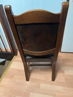 Set van 4 Eetkamerstoelen met Lederen Bekleding, Huis en Inrichting, Stoelen, Ophalen, Gebruikt, Bruin, Vier