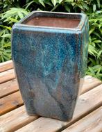 Bonsai Cascade pot XXL blauw geglazuurd 25x25x37,2, Tuin en Terras, Bloempotten, Ophalen of Verzenden, Zo goed als nieuw, Aardewerk