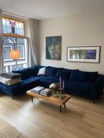 Blauwe Velours Hoekbank - Perfecte Staat!, Huis en Inrichting, 250 tot 300 cm, Hoekbank, 75 tot 100 cm, Ophalen of Verzenden