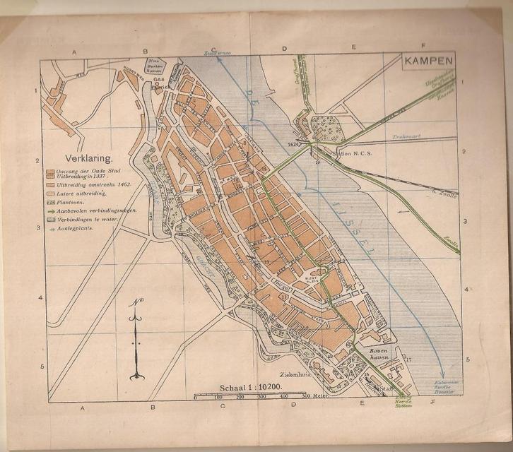 Kampen Plattegrond 1917 Uitgave ANWB, Antiek en Kunst, Kunst | Etsen en Gravures, Ophalen of Verzenden
