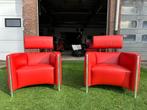Fauteuils LEOLUX Goncharov stoelen design rood leren zetels, Huis en Inrichting, Metaal, Ophalen of Verzenden, Zo goed als nieuw