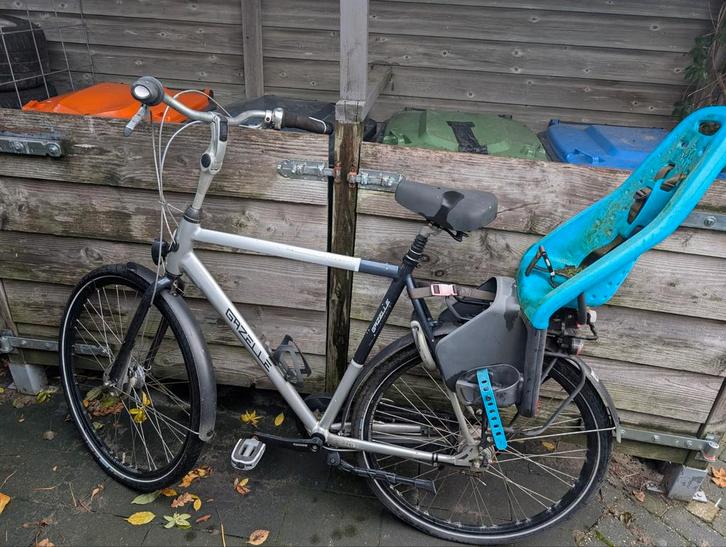 Gazelle Herenfiets (luzern plus) met Kinderstoel, Fietsen en Brommers, Fietsen | Dames | Damesfietsen, Gebruikt, Gazelle, 56 cm of meer