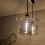 Hanglamp amber, dubbele glazen lampen, als nieuw!, Huis en Inrichting, Lampen | Hanglampen, Ophalen, Zo goed als nieuw, Glas, Minder dan 50 cm
