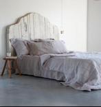 Wit hoofdbord, hout, zware kwaliteit, brocante, landelijk, Huis en Inrichting, Slaapkamer | Bedden, Ophalen, Tweepersoons, Zo goed als nieuw