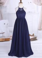 Prachtige lange galajurk feestjurk marineblauw maat 134/140, Kinderen en Baby's, Meisje, Ophalen of Verzenden, Zo goed als nieuw