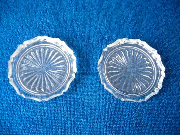 2 Oude onderzetters van glas, Antiek en Kunst, Antiek | Glas en Kristal, Ophalen of Verzenden