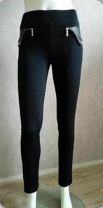 Zwarte Broek met Leather Look Patches Leder Look (063), Zwart, Nieuw, Ophalen of Verzenden, Lang