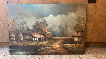 Oliverf landschap op doek beschikbaar voor biedingen
