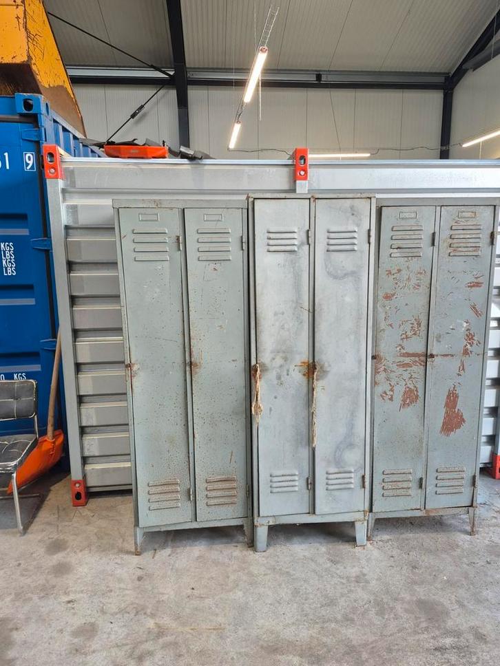 Retro Lockerkast - 3 Compartimenten, Huis en Inrichting, Kasten | Lockerkasten, Gebruikt, Ophalen