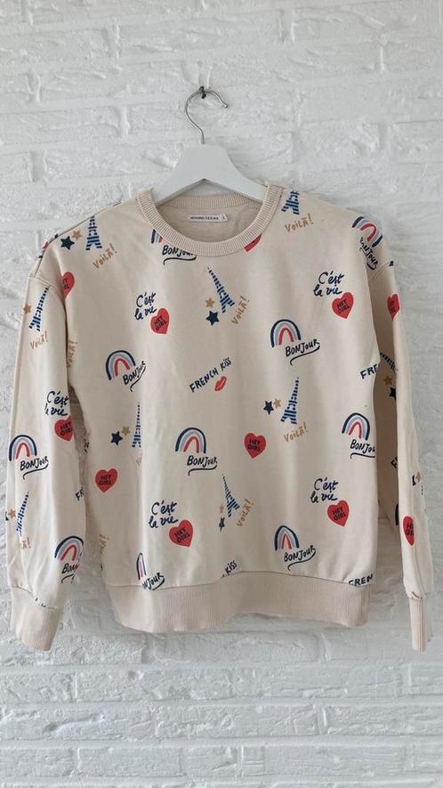 ❤️ 🇫🇷 Zomer Sweater TRUI Parijs illustraties print Monopri, Kinderen en Baby's, Kinderkleding | Maat 152, Gebruikt, Meisje, Trui of Vest