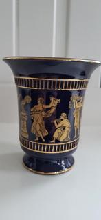 cobalt blauw vaas 1970 met bladgoud handmad Italy Fiorentine, Ophalen of Verzenden