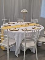 Tafeldecoratie in wit en geel, Ophalen