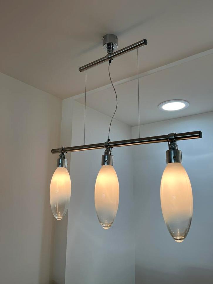 Hanglamp eettafel Just That - Design Rob Nollet, Huis en Inrichting, Lampen | Hanglampen, Zo goed als nieuw, 75 cm of meer, Glas