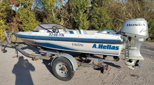 Fantom A.Hellas 50pk viertakt speedboot 60km/h, Watersport en Boten, Vis- en Consoleboten, Gebruikt, 30 tot 50 pk, 3 tot 6 meter