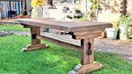 Massief eiken eettafel kloostertafel 200/199x83.5, Vintage  sober, Eikenhout, Zo goed als nieuw, Vijf personen of meer