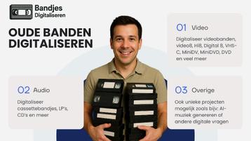 Videobanden, bandjes, VHS Hi8 Video8 MiniDV digitaliseren beschikbaar voor biedingen