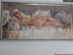 olieverf op doek, 1.30 bij 90 cm, door Leny Noyen, Antiek en Kunst, Kunst | Schilderijen | Klassiek, Ophalen of Verzenden