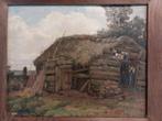 Michaël Joseph Stuber, olieverf op paneel, oude schuur., Antiek en Kunst, Kunst | Schilderijen | Klassiek, Ophalen of Verzenden