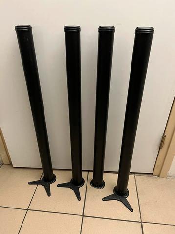 4 zwarte tafelpoten - 87 cm hoog + uitschuifbaar tot 92 cm