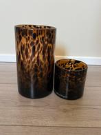 Windlichten bruin panter, Huis en Inrichting, Woonaccessoires | Kandelaars en Kaarsen, Overige materialen, Bruin, Ophalen of Verzenden
