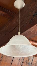 Witte hanglamp met glazen kap, Ophalen, Zo goed als nieuw, Glas, 50 tot 75 cm