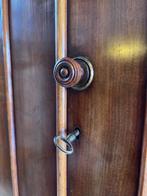 antiek Engels mahonie kabinet met binnenlades, 210 cm hoog, Ophalen of Verzenden