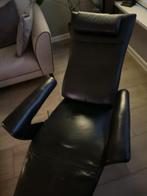 Mooie zwarte leren draaibare relaxstoel, Huis en Inrichting, Fauteuils, Minder dan 75 cm, Ophalen of Verzenden, Zo goed als nieuw