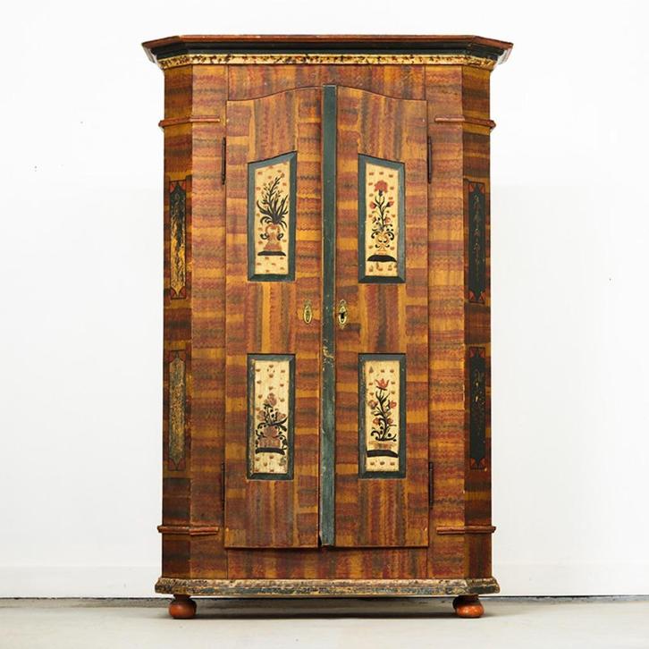 Antieke Beschilderde Volkskunst Bruidskasten Kisten Meubels, Antiek en Kunst, Curiosa en Brocante, Ophalen