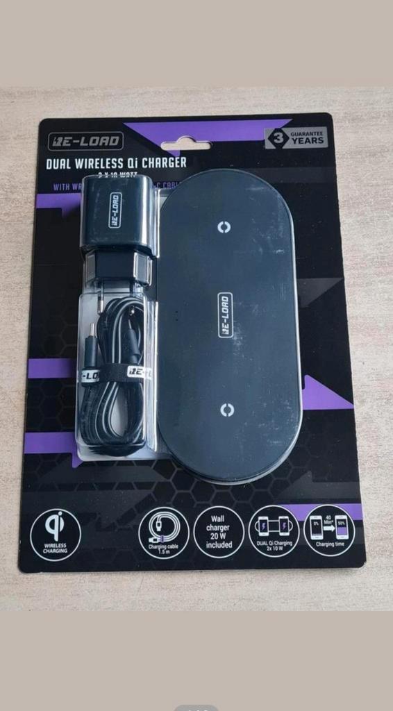 Draadloze QI Duo Lader - Nieuw in Verpakking, Telecommunicatie, Mobiele telefoons | Telefoon-opladers, Nieuw, Overige merken, Ophalen of Verzenden