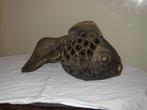 Vintage massief gebronsde ijzeren Koi vis, hanglamp., Ophalen of Verzenden